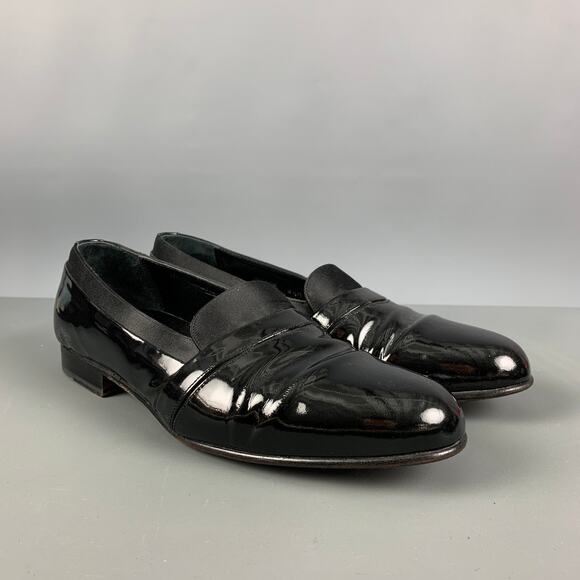 MEZLAN Size 8.5 Black Patent Leather Tuxedo Loafers - Picture 1 of 1